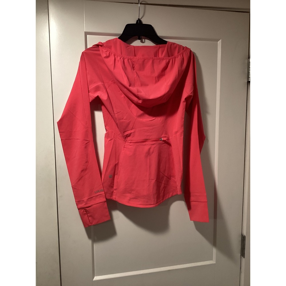 Lululemon Mist Over Windbreaker Jacket Pink Coral Full Zip Hooded Size 0 LW4BSRS - Picture 2 of 4